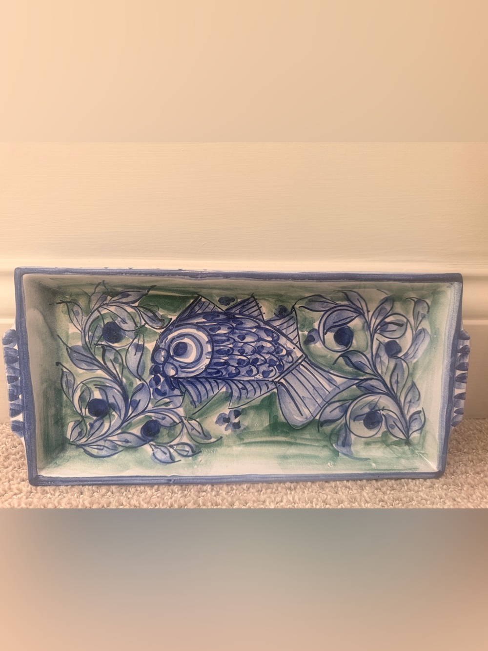 Porches Algarve retired vintage ‘98 blue fish hand Painted portugal pottery dish
